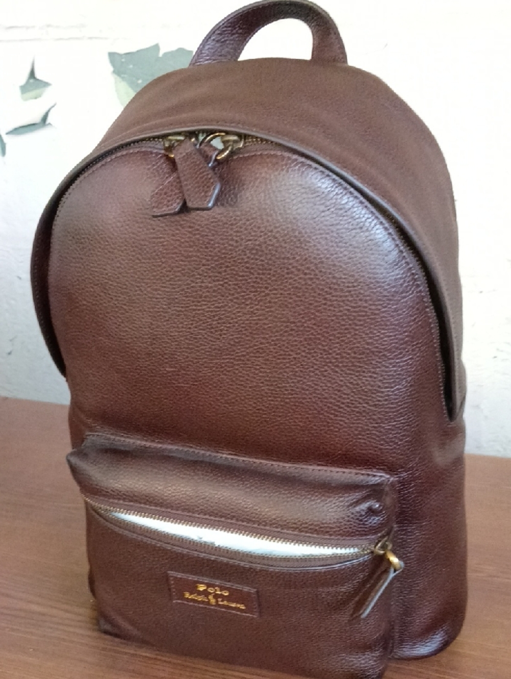 Polo by Ralph Lauren Brown Pebbled Leather Backpack